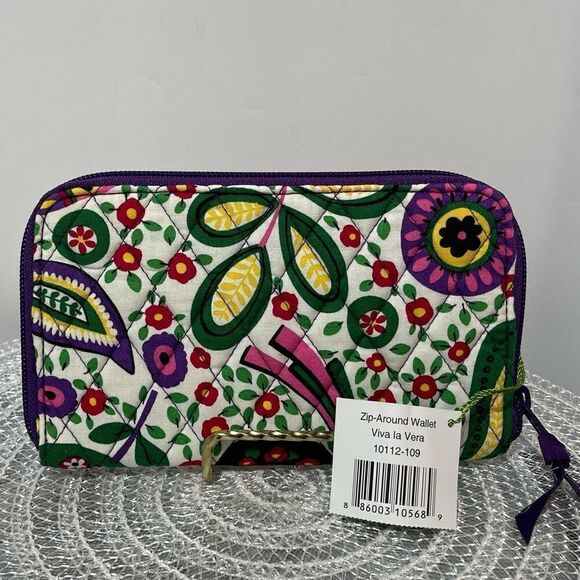 Vera Bradley Zip Around Wallet Viva la Vera NWT - Picture 1 of 7